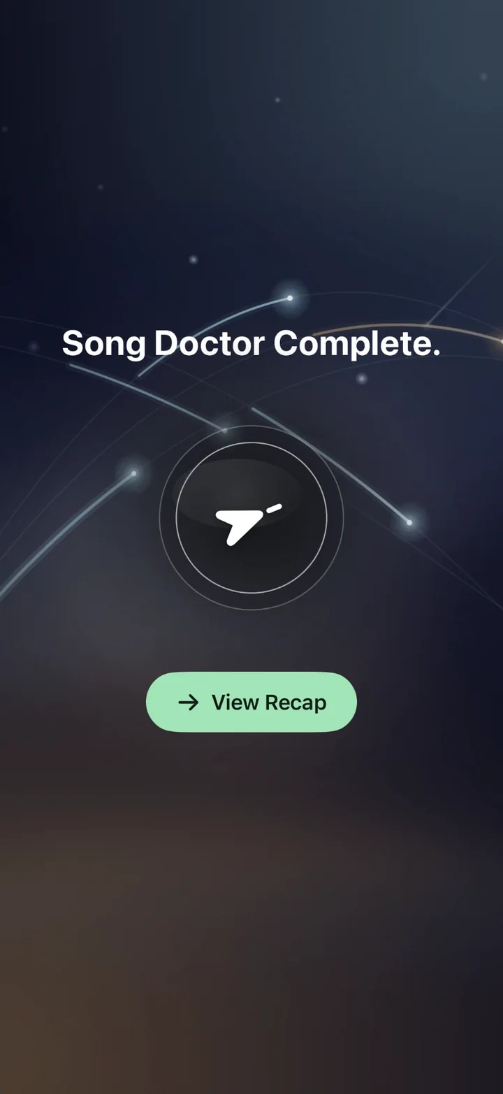 Song Doctor Complete screen with a View Recap button